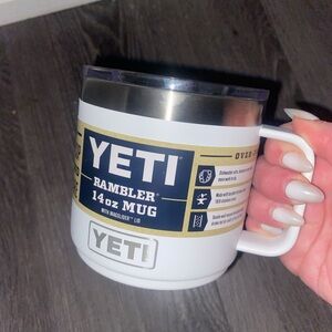YETI 14oz Rambler Mug in White and Silver